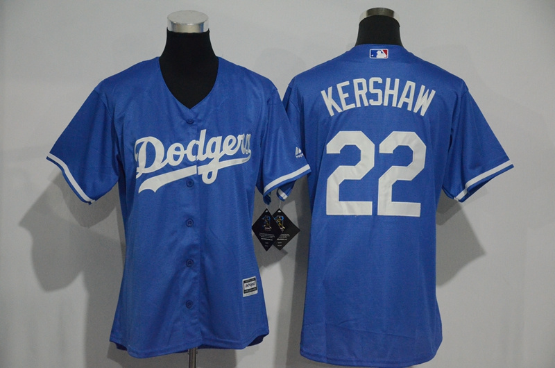 Womens 2017 MLB Los Angeles Dodgers #22 Kershaw Blue Jerseys